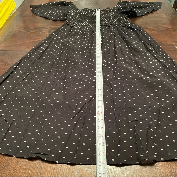 NWT OTT Black Midi Dress with Tan Dash Pattern | Large - Picture 8 of 13
